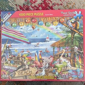 White Mountain flamingo Beach Theme 1000 Piece jigsaw Puzzle